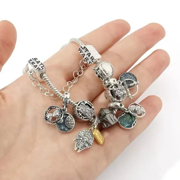 925 Sterling Silver Plated Star Wars Ensemble Themed Charm Bracelet - Picture 6 of 6